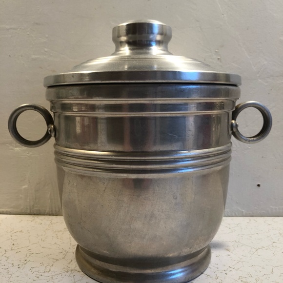 6711 Vtg Mid Century NASCO Metal Ice Bucket w/ Lid Made in Italy Aluminum
